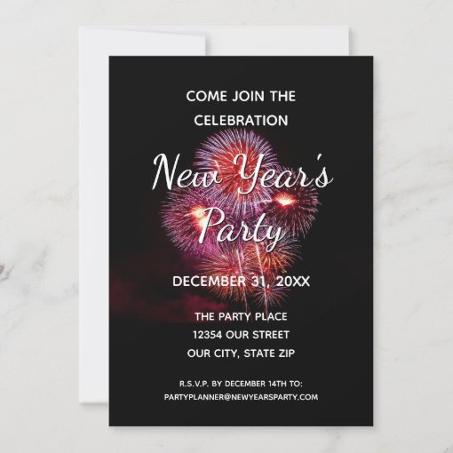 Happy New Year's Party Celebration Fireworks Invitation | Zazzle