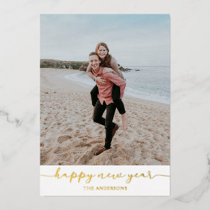 Happy New Years Photo Foil Greeting Card