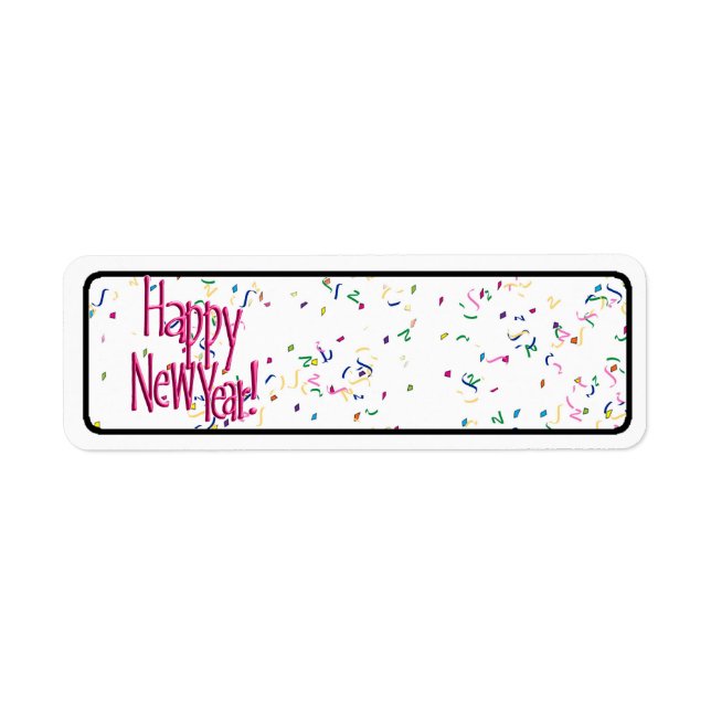 Happy New Years Red Text Label (Front)