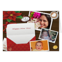Happy New Year's w/ Holly Add Photo Greeting Card