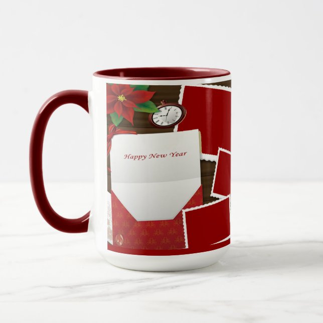 Happy New Year's with Holly Add Your Photos Mug (Left)