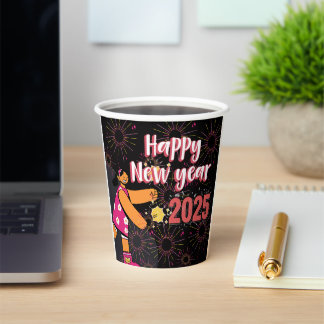 Happy newyear paper cup 2025