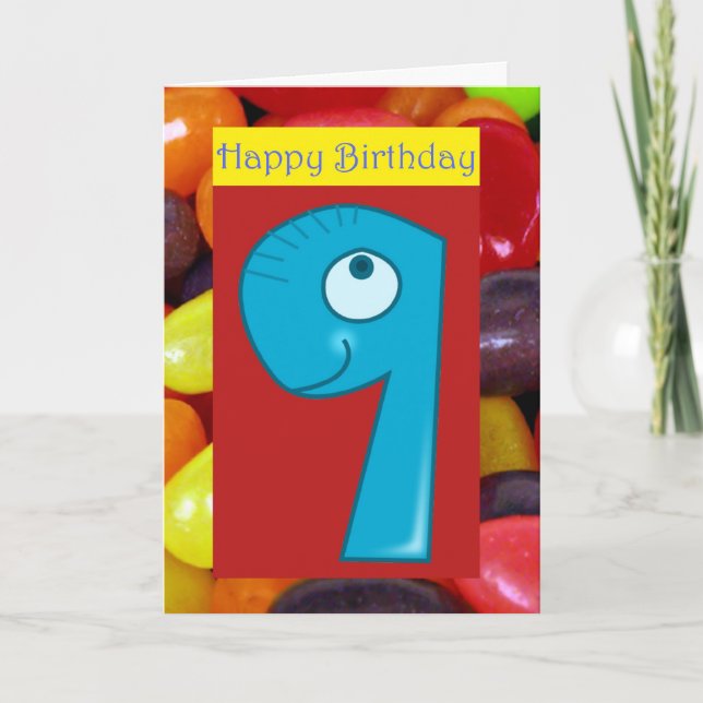 Happy ninth birthday 9th birthday turning nine 9 card (Front)