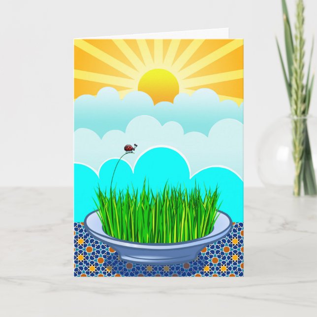 Happy Norooz, Eid-eh Shoma Mobarak, Sabzeh, Grass Holiday Card (Front)