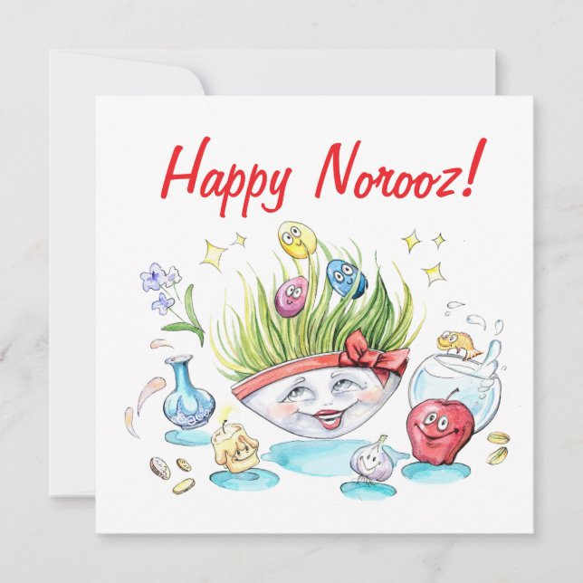 Happy Norooz Haft Sin funny table Invitation (Front)