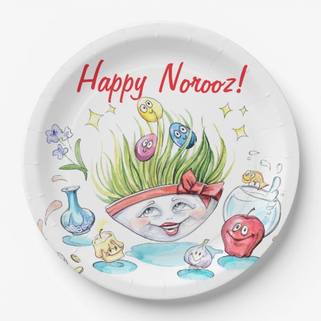 Happy Norooz Haft Sin funny table Paper Plates (Front)