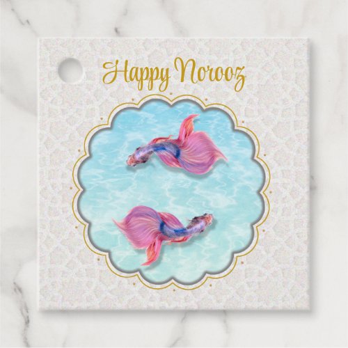 Happy Norooz Mubarak Fish Colorful Orient Pattern Favor Tags