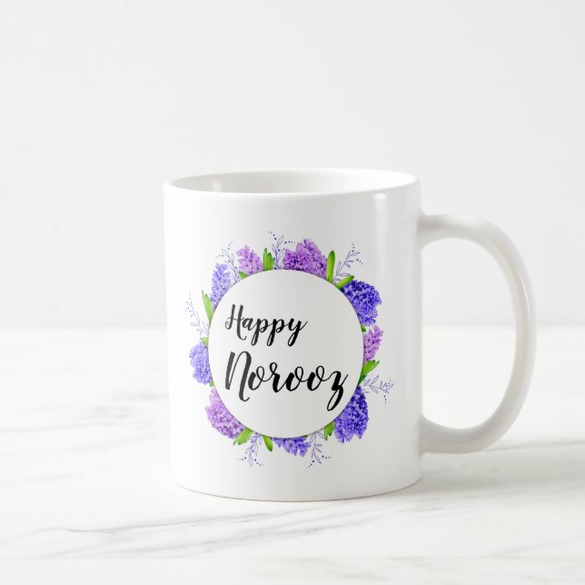 Happy Norooz New Year Purple Hyacinth Wreath Coffee Mug (Right)