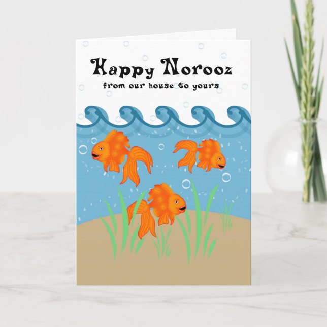 Happy Norooz - Persian New Year - Goldfish And Bub Holiday Card (Front)
