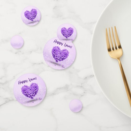 Happy Norooz Purple Hyacinth Heart Lovely Bouquet Confetti