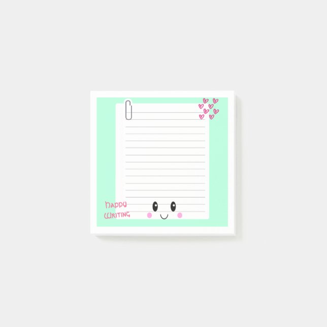 Happy Notes Green: Kawaii Sticky Notes (Front)