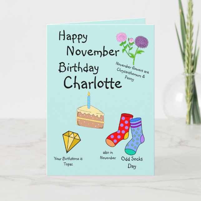 Happy November Birthday Folded Greeting Card (Front)