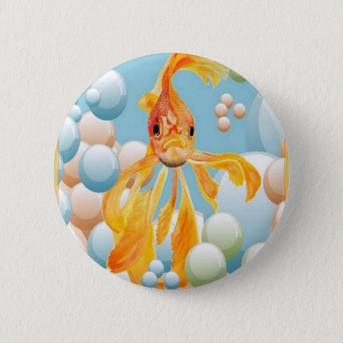 Happy Nowruz Goldfish In Pastel Bubbles Button