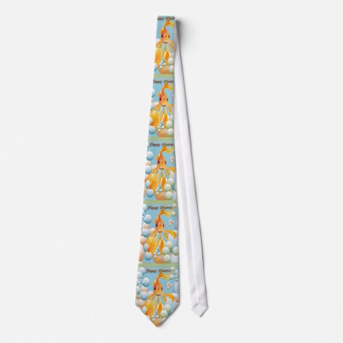 Happy Nowruz Goldfish In Pastel Bubbles Neck Tie