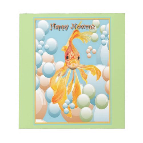 Happy Nowruz Goldfish In Pastel Bubbles Notepad