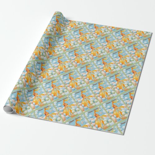 Happy Nowruz Goldfish In Pastel Bubbles Wrapping Paper