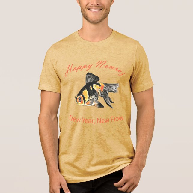 Happy Nowruz Goldfish Tri-Blend Shirt (Front)