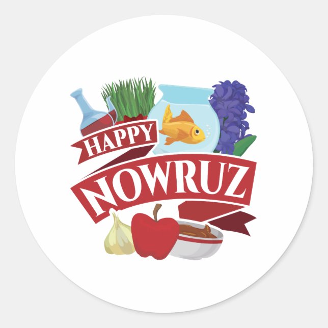 Happy Nowruz Persian New Year Classic Round Sticker (Front)