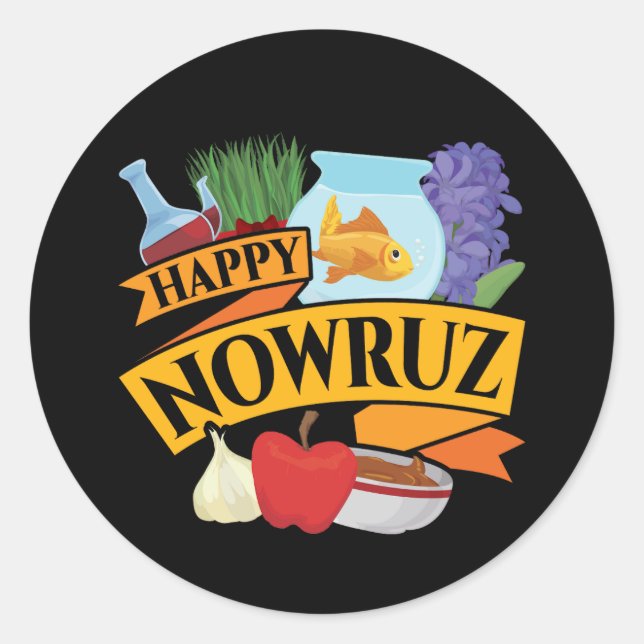 Happy Nowruz Persian New Year Classic Round Sticker (Front)