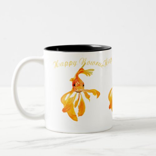 Happy Nowruz Persian New Year Goldfish Isolated Two_Tone Coffee Mug