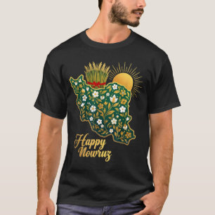 Happy Nowruz Persian New Year Iran Map Floral T-Shirt