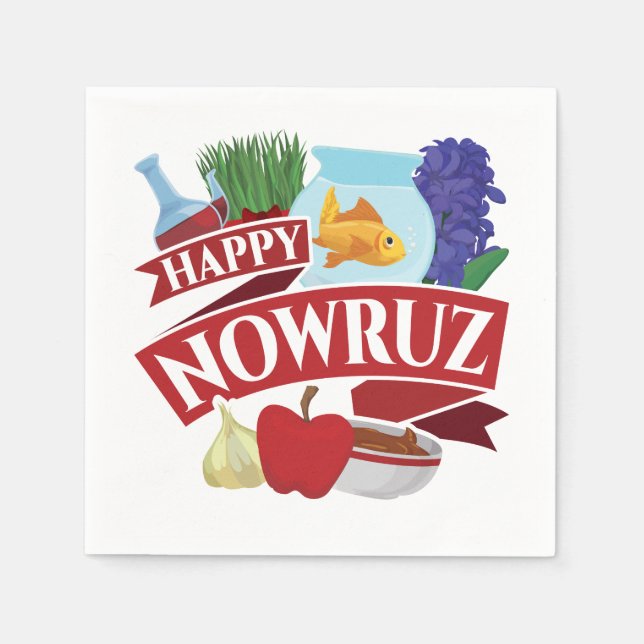 Happy Nowruz Persian New Year Napkins (Front)