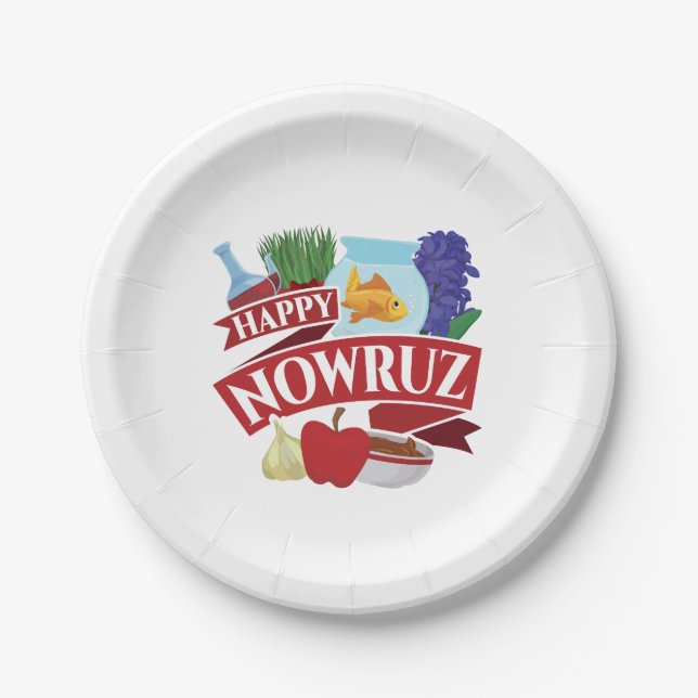 Happy Nowruz Persian New Year Paper Plates (Front)