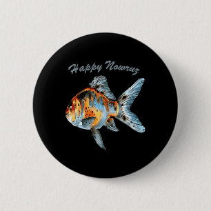 Happy Nowruz Shubunkin Goldfish Persian New Year P Button