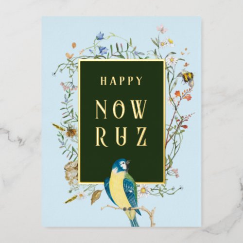 Happy Nowruz Songbird Foil Postcard