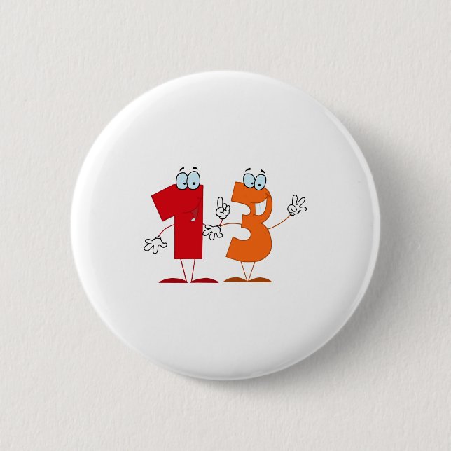 Happy Number 13 Pinback Button (Front)