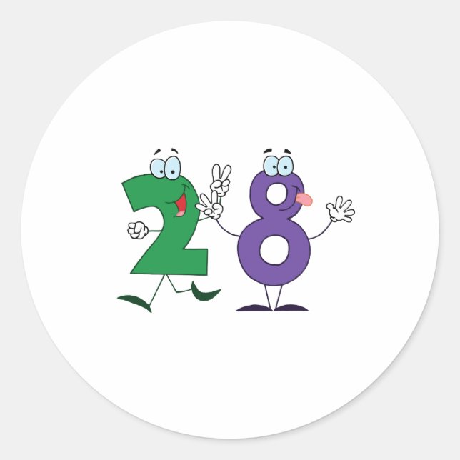Happy Number 28 Classic Round Sticker (Front)