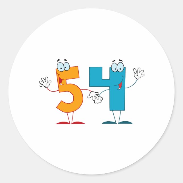 Happy Number 54 Classic Round Sticker (Front)