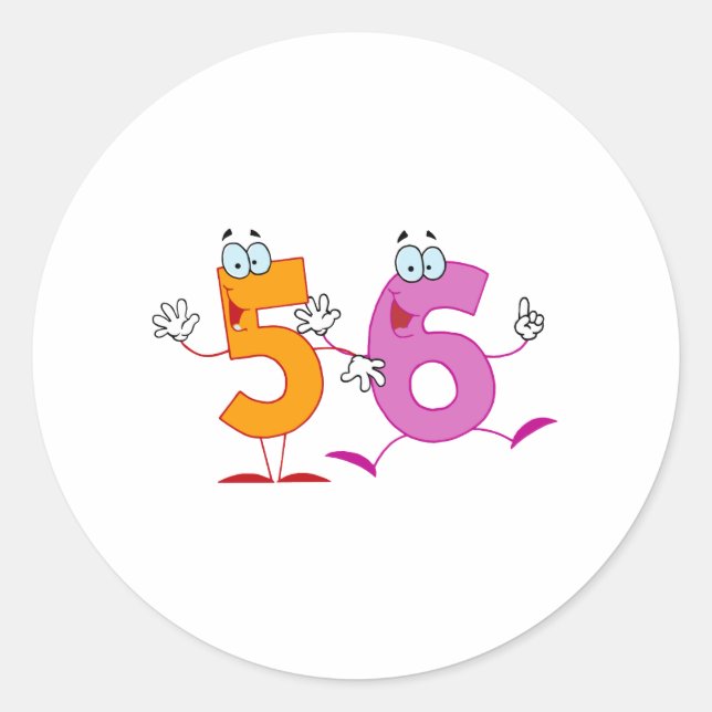 Happy Number 56 Classic Round Sticker (Front)