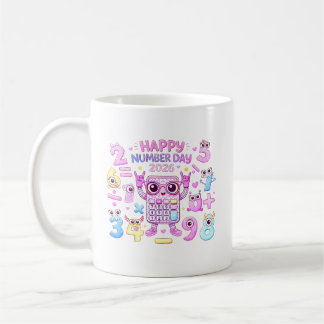 Happy Number Day 2026 Cute Calculator Design Coffee Mug
