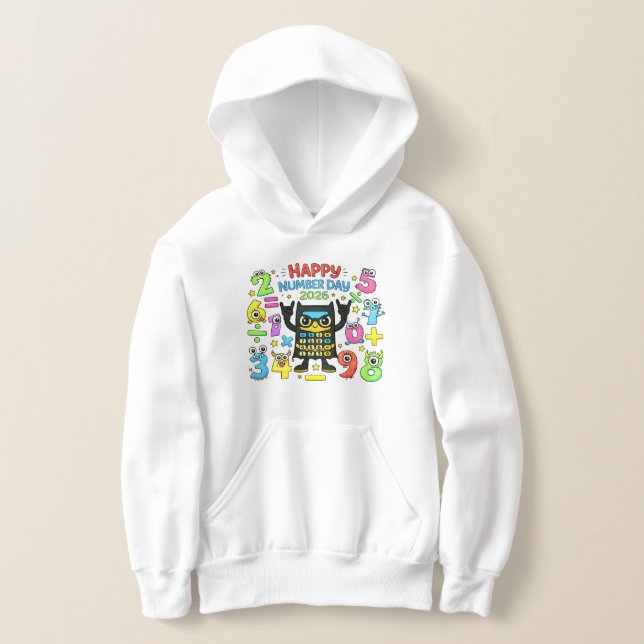 Happy Number Day Cute Calculator Math Hoodie (Laydown)