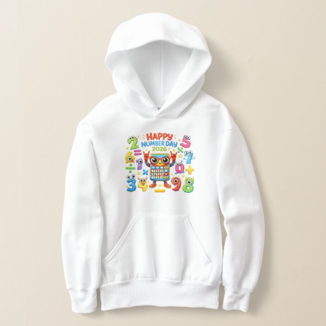 Happy Number Day Cute Maths Hoodie for Kids (Laydown)