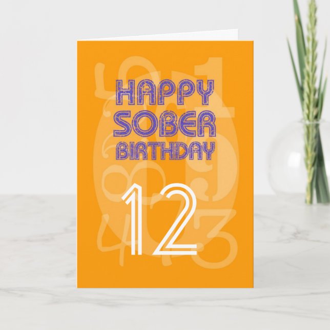 Happy Numbered Sober Birthday Card (Front)