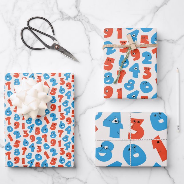 Happy Numbers Print Wrapping Paper (Front)