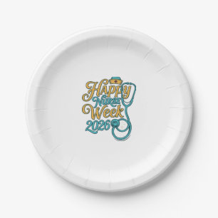 Happy Nurse Week 2026 Stethoscope Shirt Design_1 Paper Plates