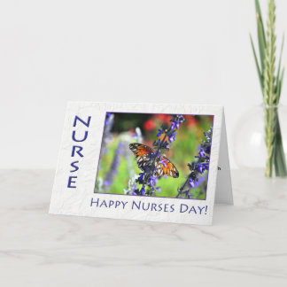Happy Nurses Day Butterfly and Flowers Card