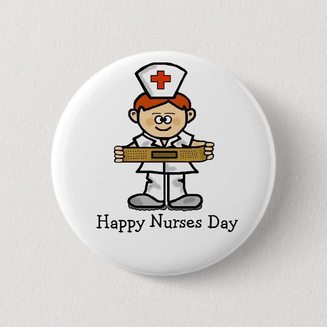 Happy Nurses Day Button  Male Nurse with Red Hair (Front)