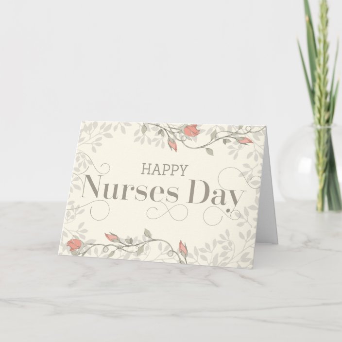 Happy Nurses Day Card - Swirly Text and Flowers | Zazzle.com