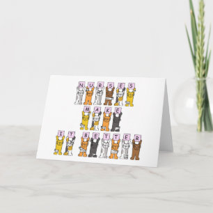 Happy Nurses Day Cartoon Cats in Bandages Card