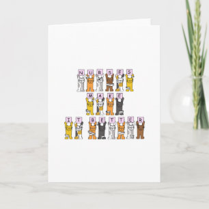 Happy Nurses Day Cartoon Cats in Bandages Card