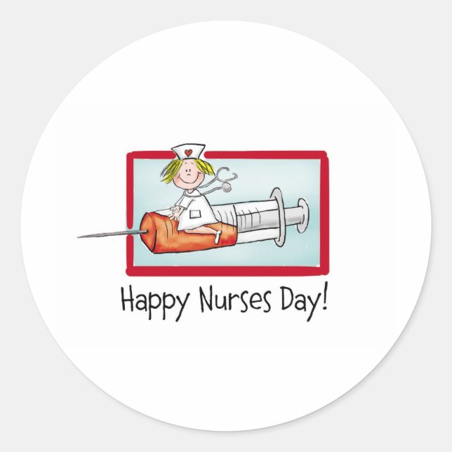 Happy Nurses Day Classic Round Sticker (Front)