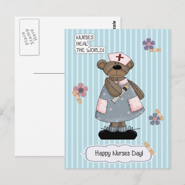 Happy Nurses Day. Cute Teddy Bear Nurse  Postcard (Front/Back)