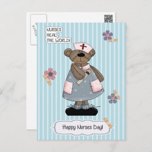 Happy Nurses Day Cute Teddy Bear Nurse  Postcard