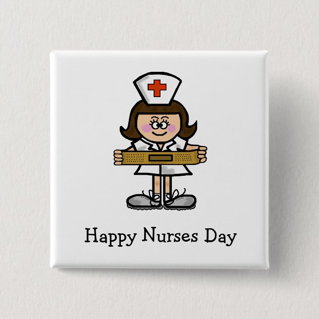 Happy Nurses Day Female Nurse Button (Front)