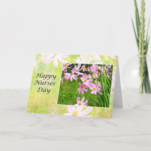 Happy Nurses Day Field Of Pink Flowers Card