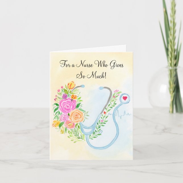 Happy Nurses Day Floral Stethoscope Appreciation Card (Front)